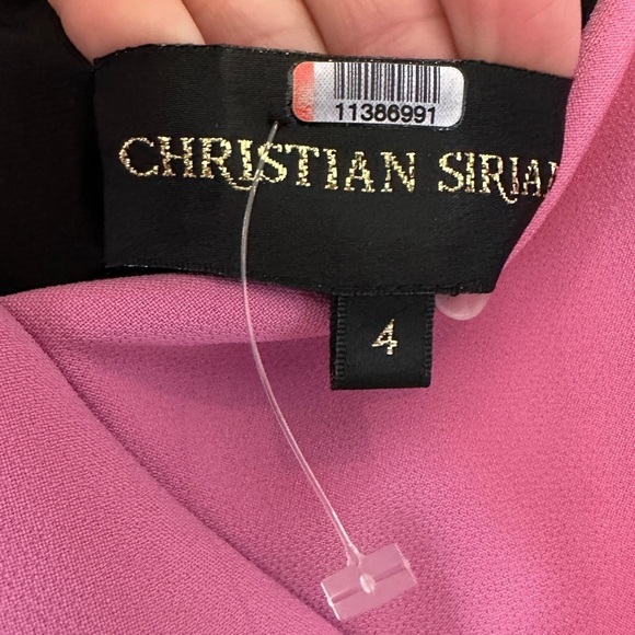 Christian Siriano Cold-Shoulder Midi A-Line Dress Crepe in Black/Pink Si… - Picture 12 of 15